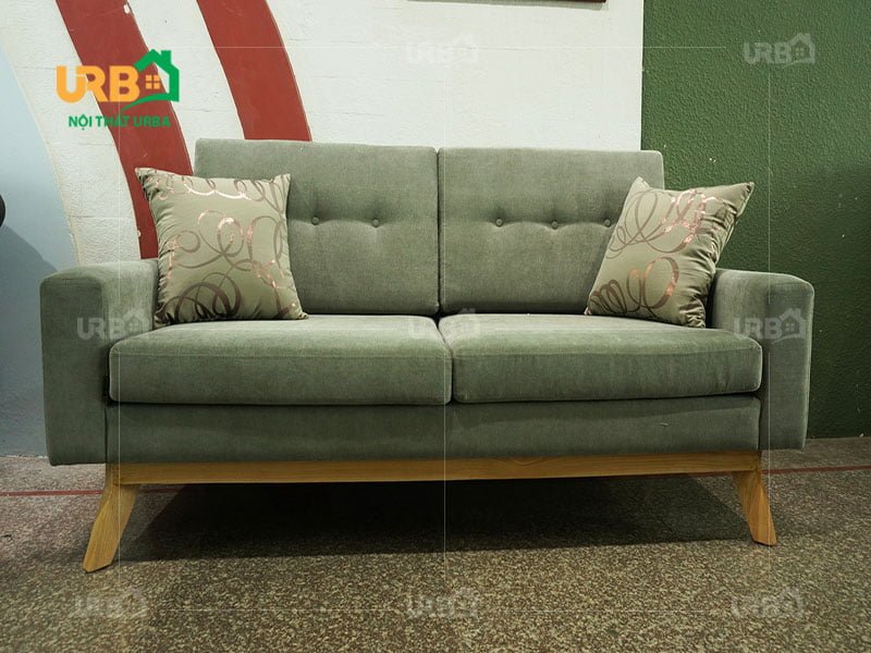 sofa văng nỉ 060 ấn tượng với gam màu xanh rêu mới mẻ, hiện đại
