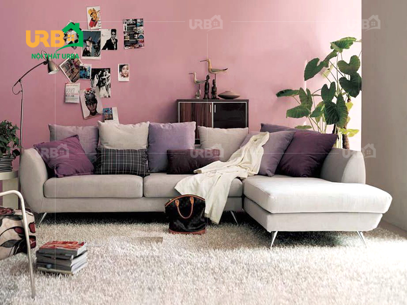 Bàn ghế sofa phòng khách giá rẻ chất liệu vải nỉ chân inox cao