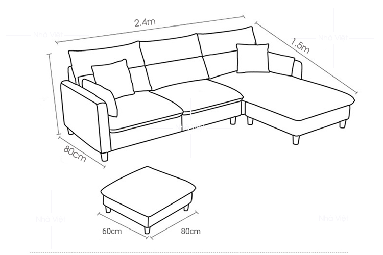 sofa góc đẹp cỡ nhỏ