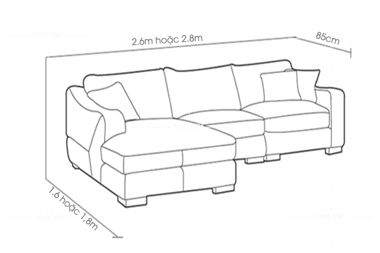 Kích thước sofa góc đẹp phổ biến hiện nay 1